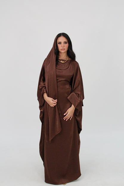 SAMRA Abaya and Shawl - Chocolate