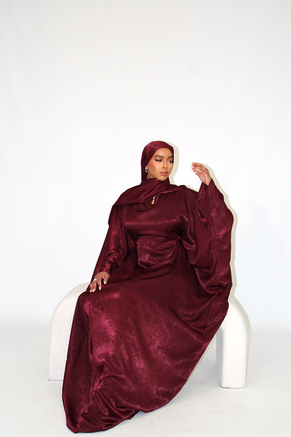 SAMRA Abaya and Shawl - Royal Red