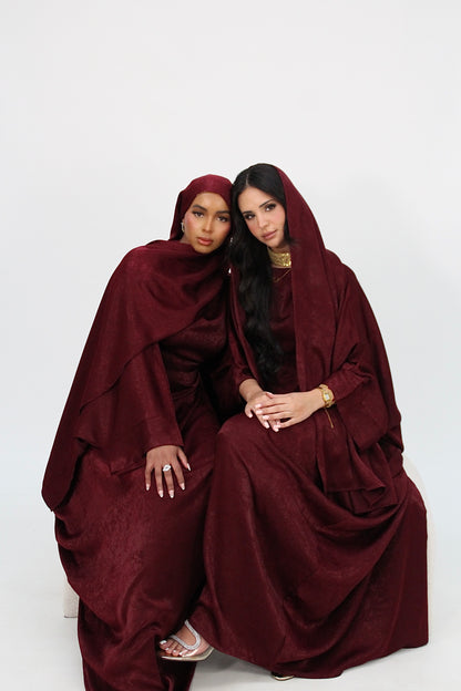 SAMRA Abaya and Shawl - Royal Red