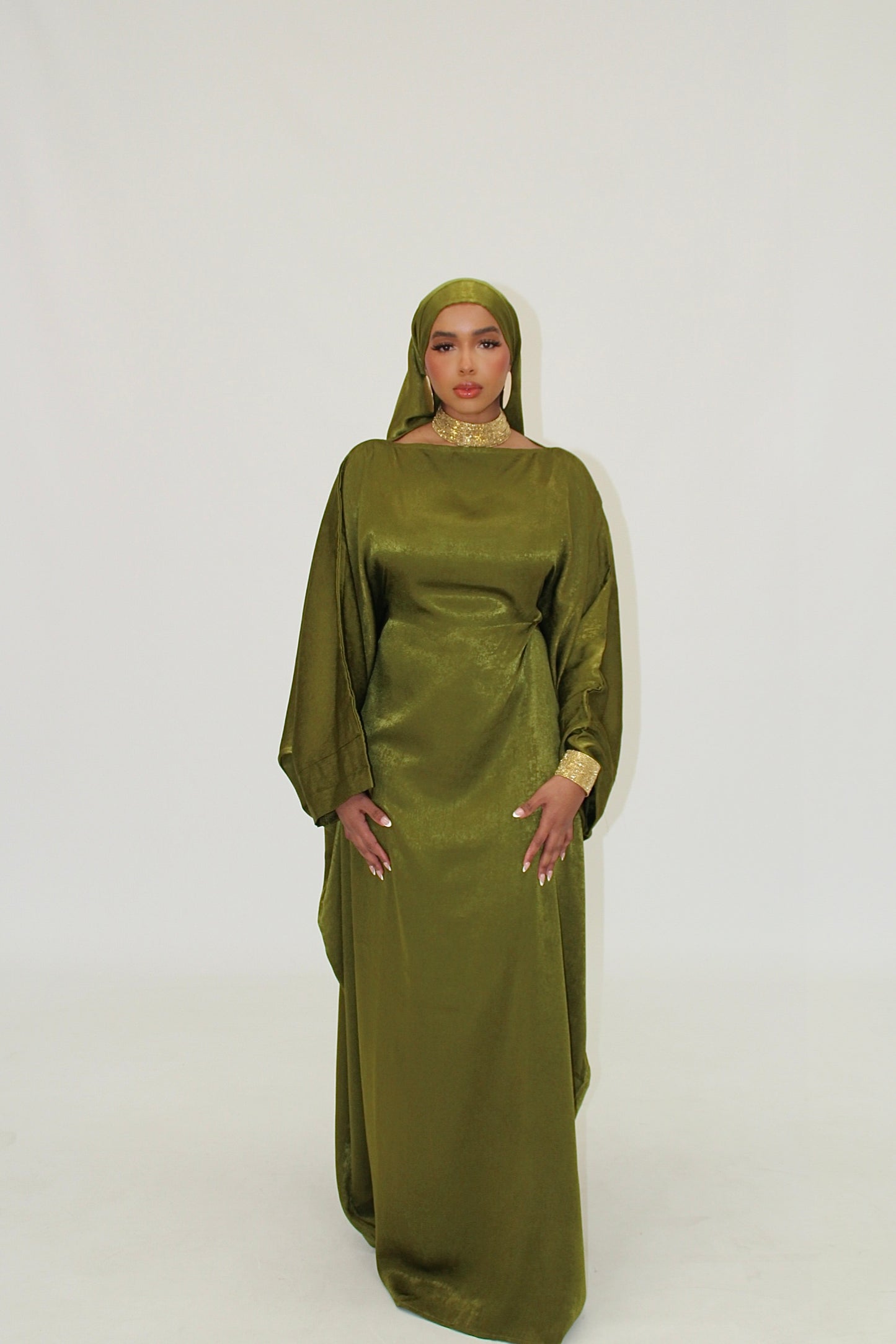 SAMRA Abaya and Shawl - Lime