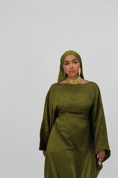 SAMRA Abaya and Shawl - Lime