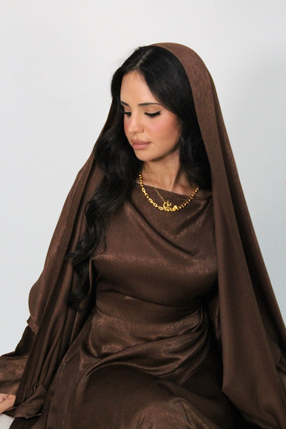 SAMRA Abaya and Shawl - Chocolate