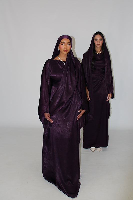 SAMRA Abaya and Shawl - Deep Purple