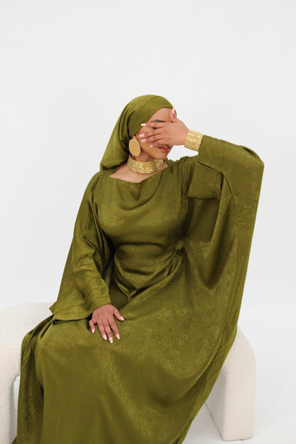 SAMRA Abaya and Shawl - Lime